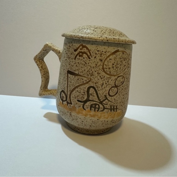 Mid century stone wear mug with lid - Picture 1 of 5